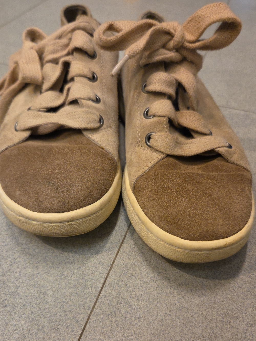Eileen Fisher Taupe/Brown Suede Lace-Up Sneakers